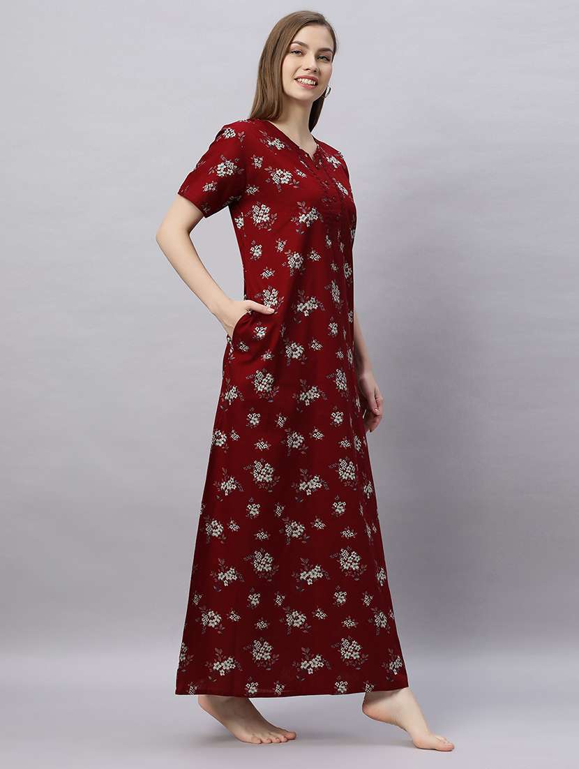 women printed short sleeves nighty - 21690750 -  Standard Image - 2