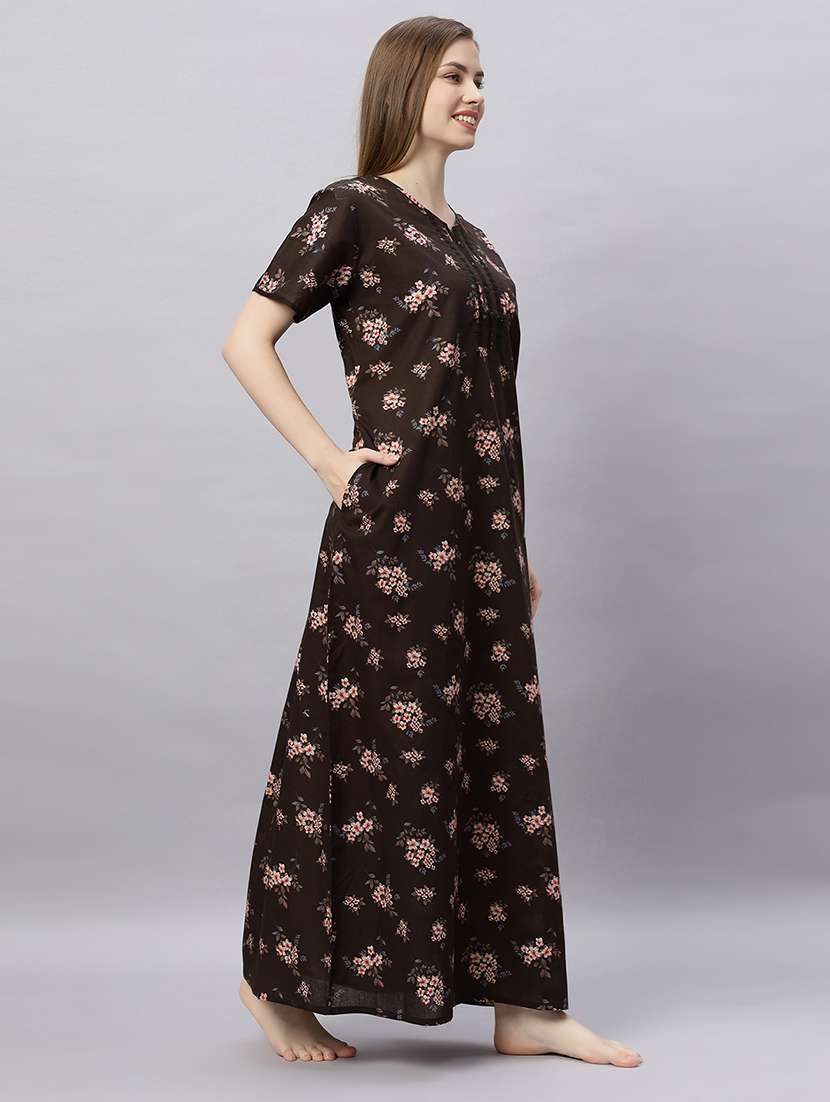 women printed short sleeves nighty - 21690751 -  Standard Image - 2