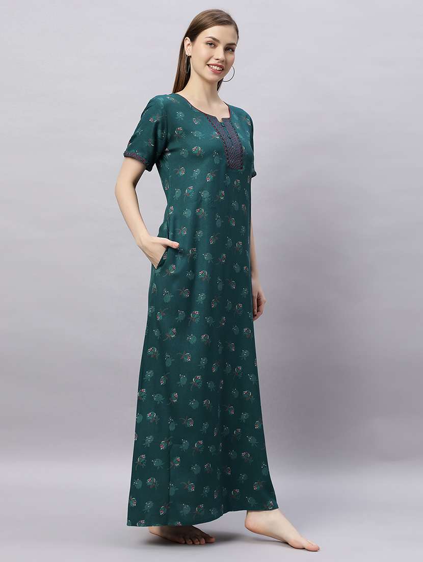 women printed short sleeves nighty - 21690753 -  Standard Image - 2
