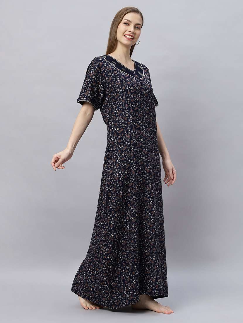 women printed short sleeves nighty - 21690758 -  Standard Image - 2
