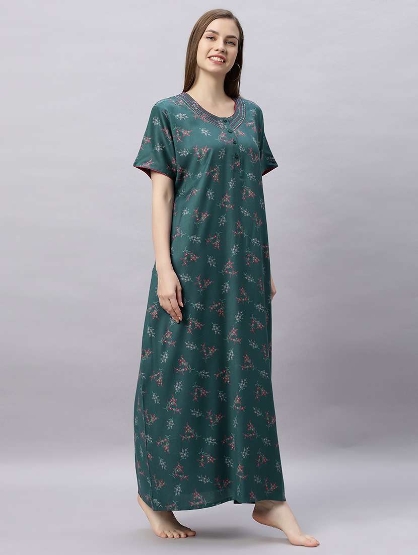 women printed short sleeves nighty - 21690759 -  Standard Image - 2