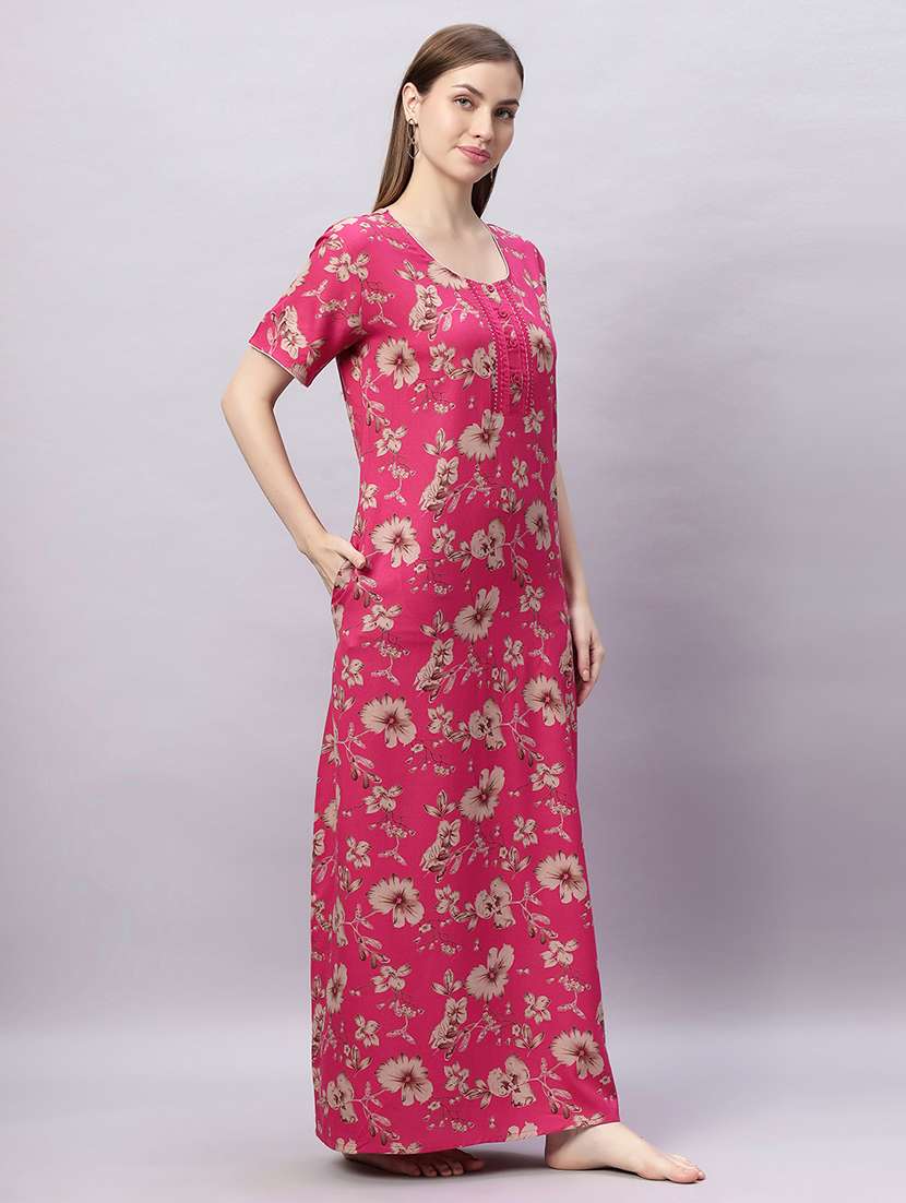 women printed short sleeves nighty - 21690767 -  Standard Image - 2