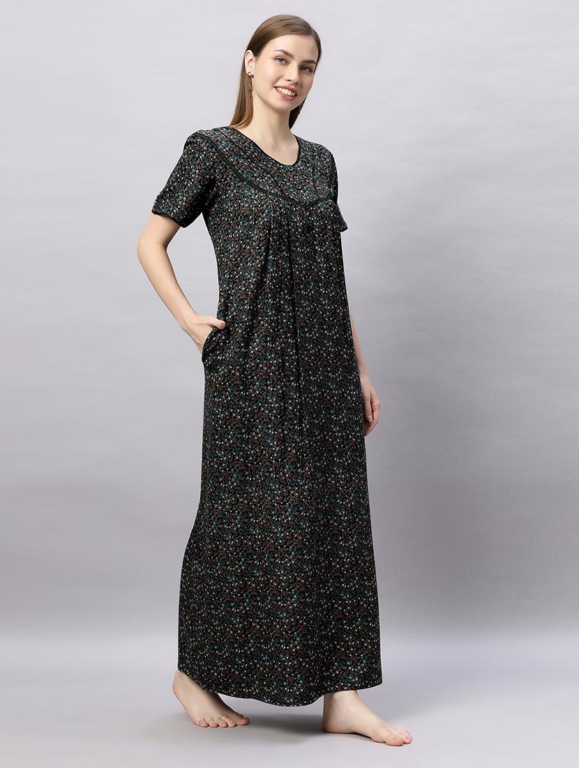 women printed short sleeves nighty - 21690768 - Standard Image - 2