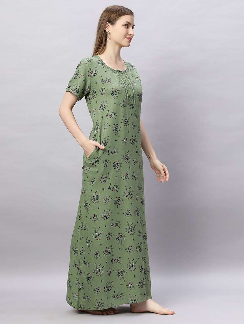 women printed short sleeves nighty - 21690780 -  Standard Image - 2