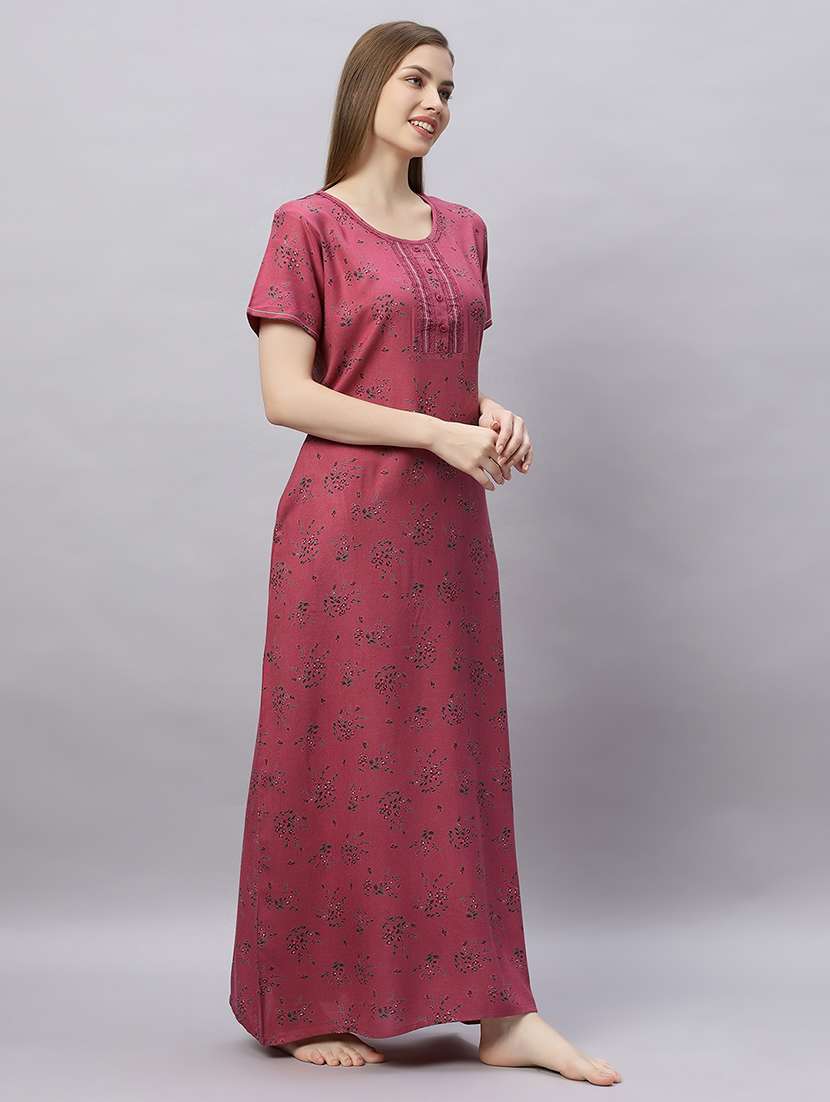 women printed short sleeves nighty - 21690781 -  Standard Image - 2
