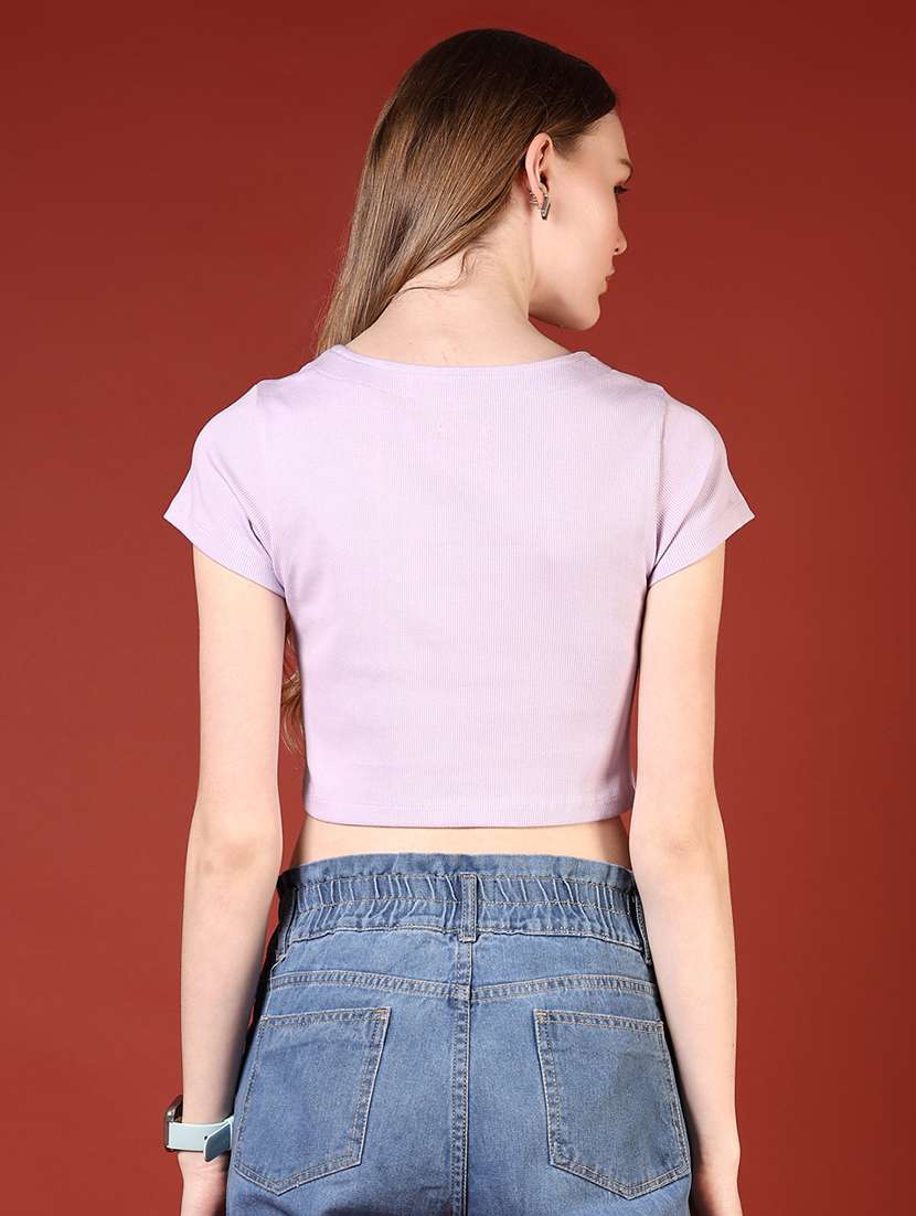 women solid square neck slim fit crop top - 21690798 -  Standard Image - 2