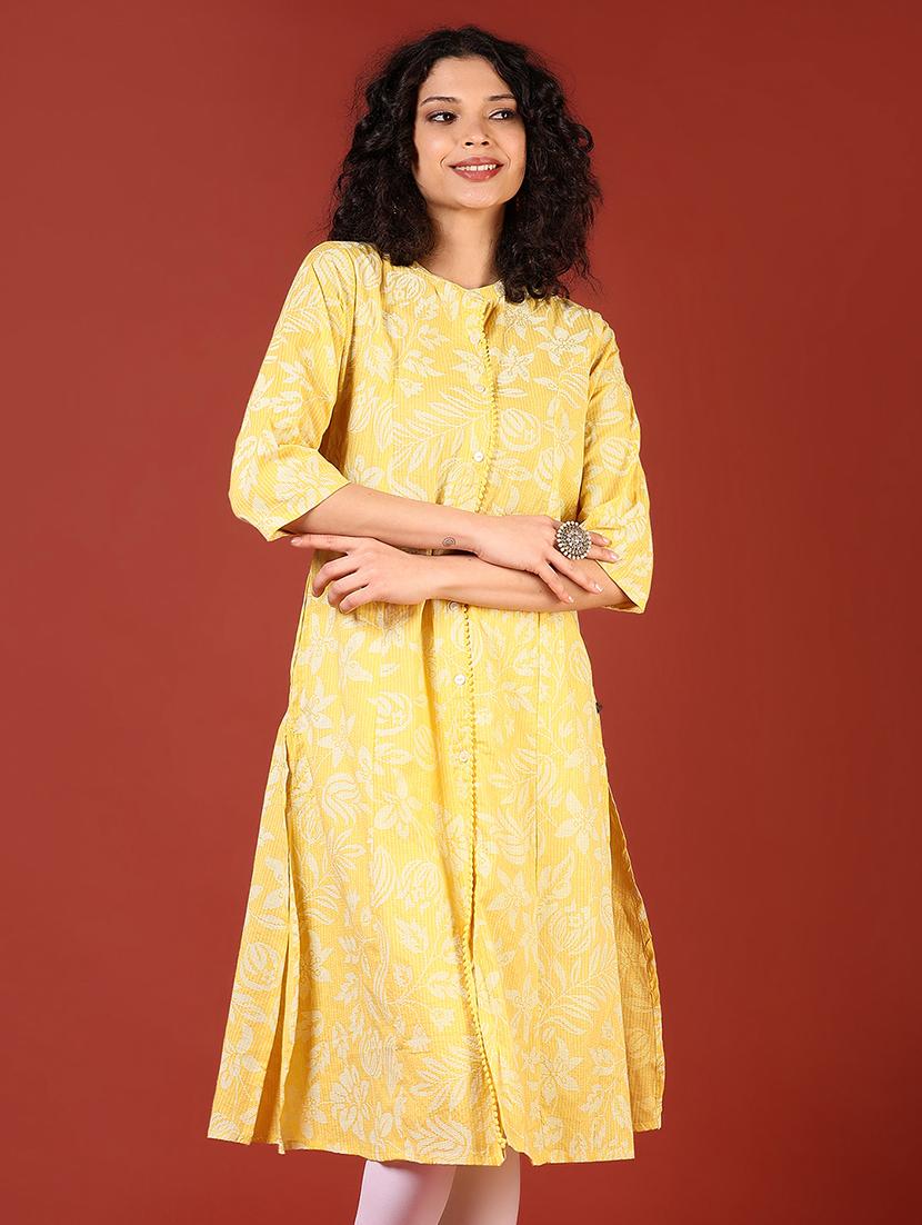 women printed mandarin neck kurta - 21690807 - Zoom Image - 0