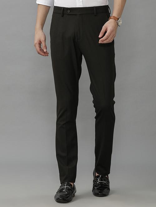 men mid rise solid flat front casual trouser - 21690926 -  Standard Image - 0