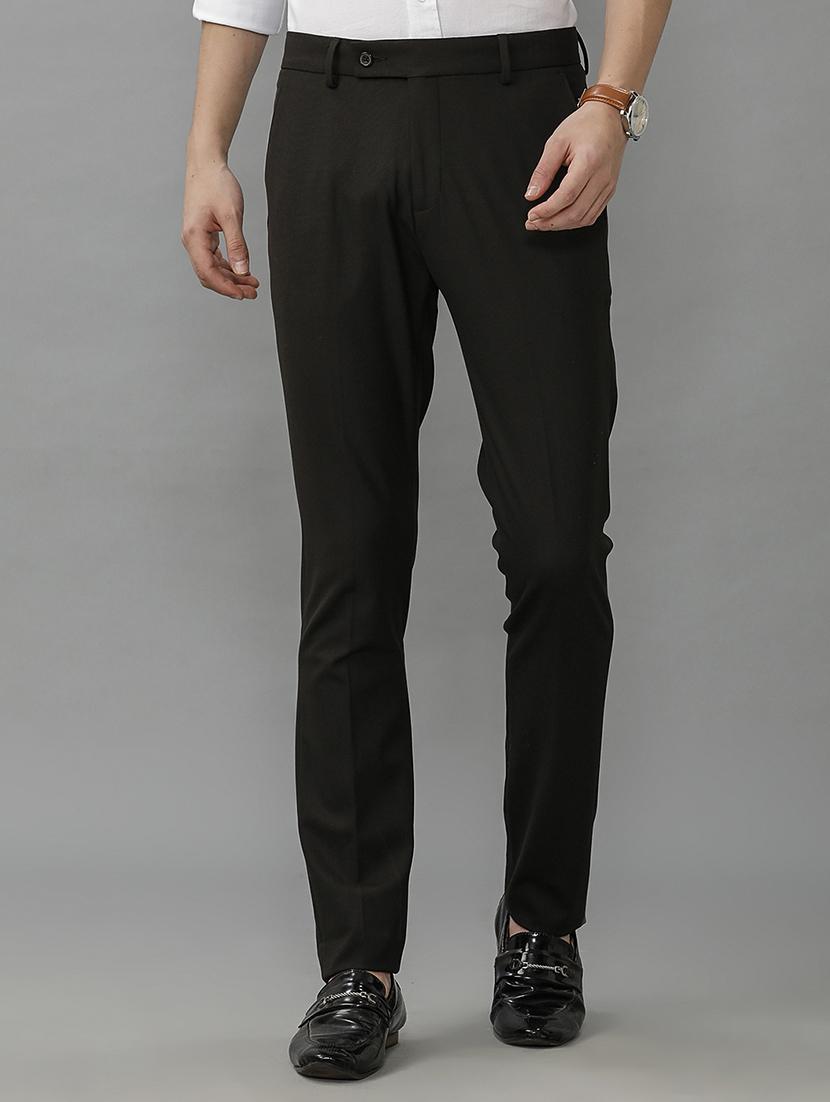 men mid rise solid flat front casual trouser - 21690926 -  Zoom Image - 0