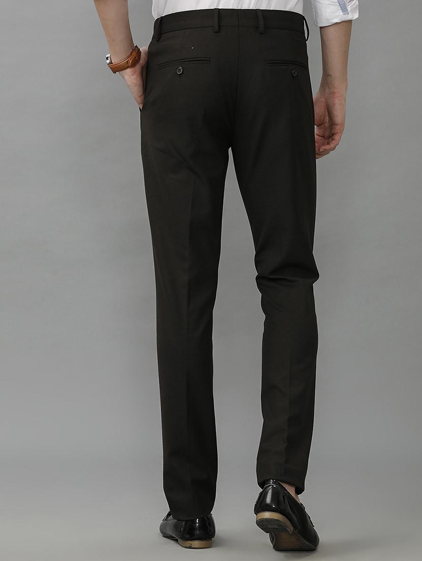 men mid rise solid flat front casual trouser - 21690926 - Standard Image - 2