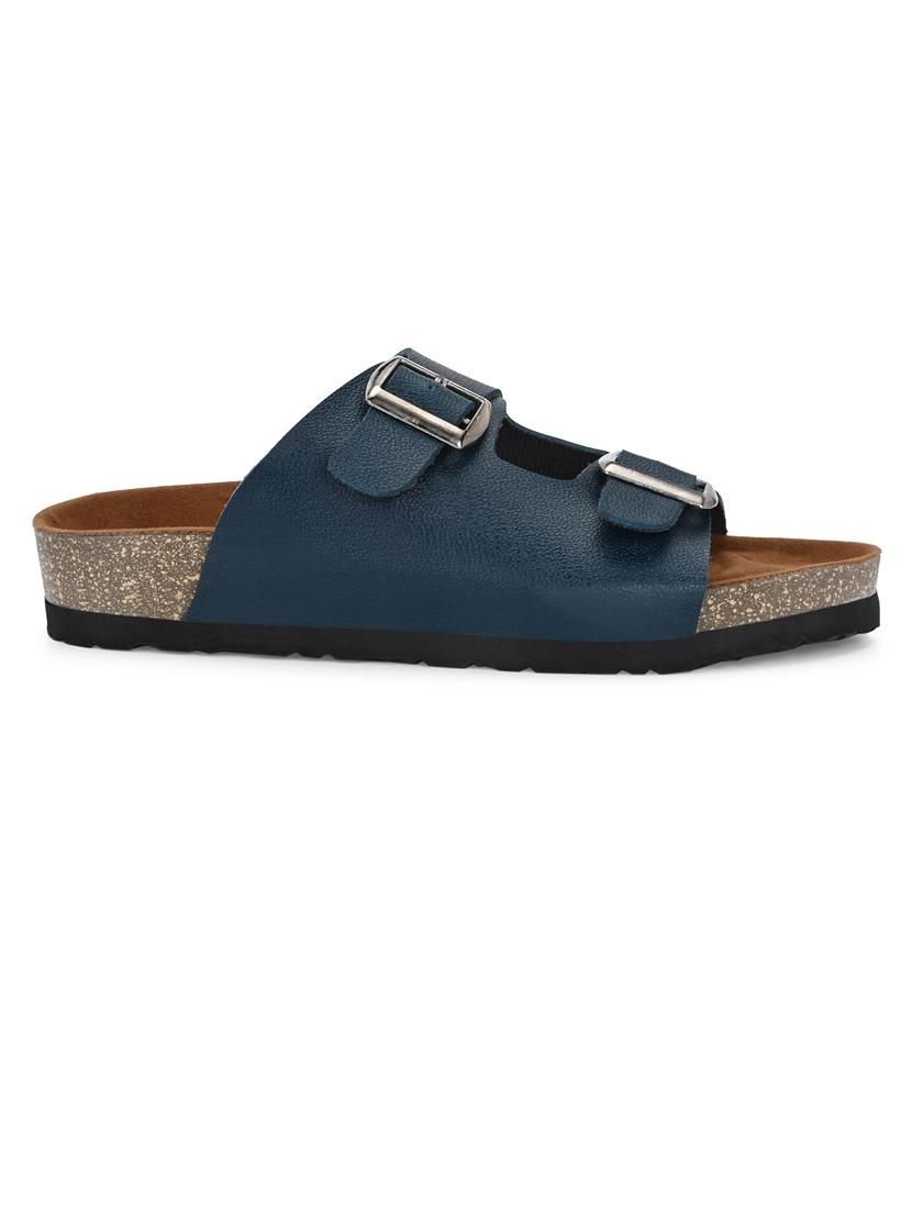 blue pu slip on sandals - 21690953 - Standard Image - 2