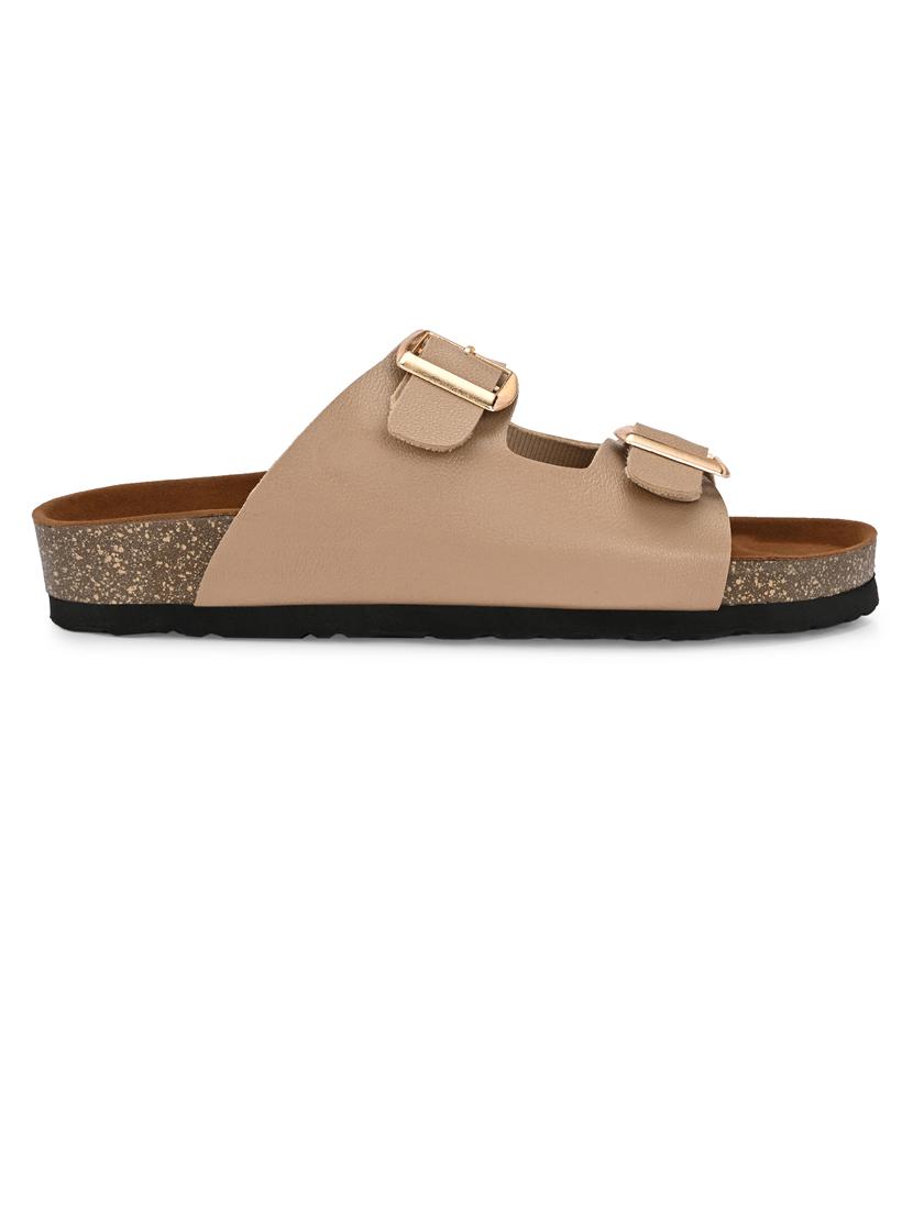 off white pu slip on sandals - 21690954 - Standard Image - 2