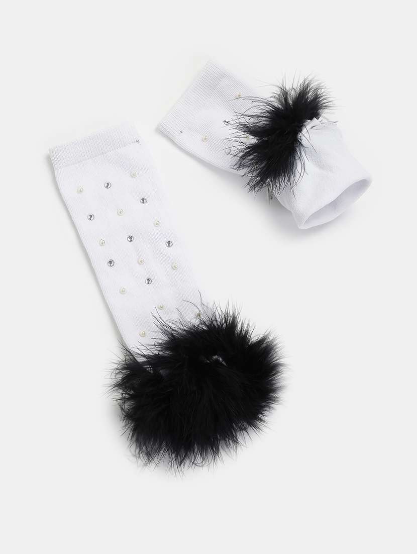 girls sets of fur legwarmer with socks