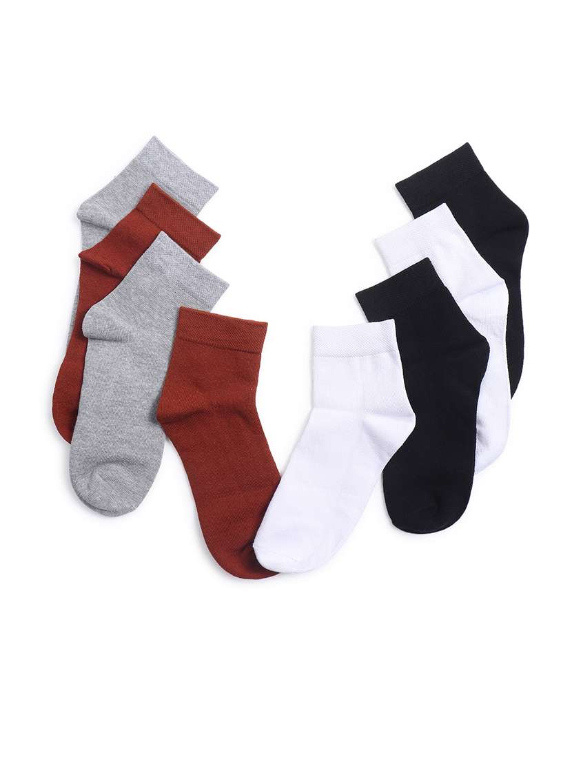 kids solid ankle length socks combo