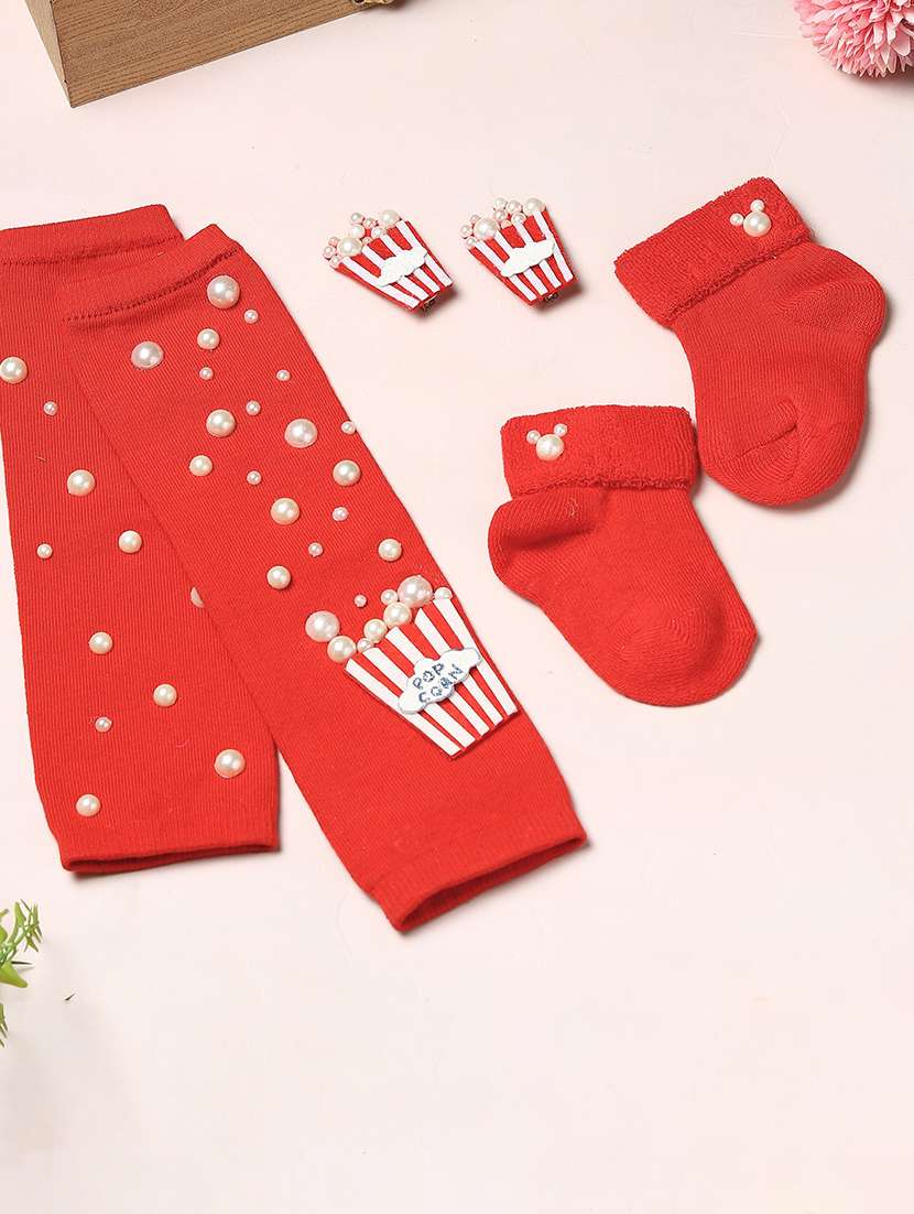 girls sets of legwarmers with socks & hair clip