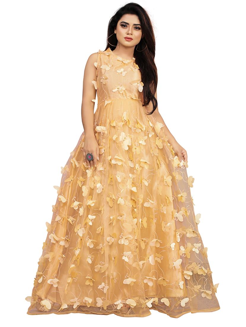 women embellished semi-stitched party wear gown