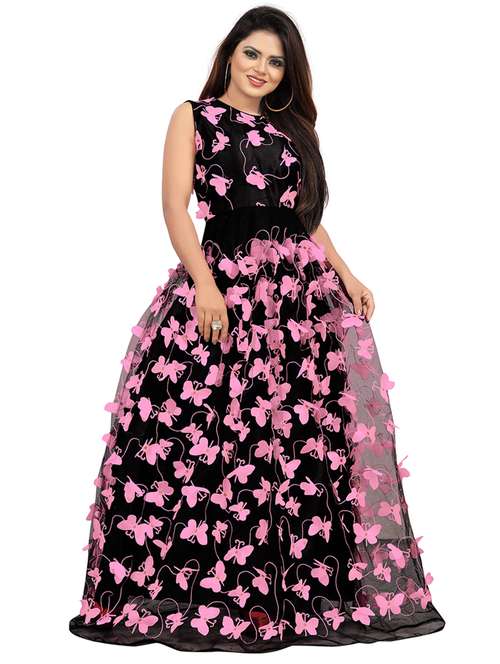 women embellished semi-stitched party wear gown