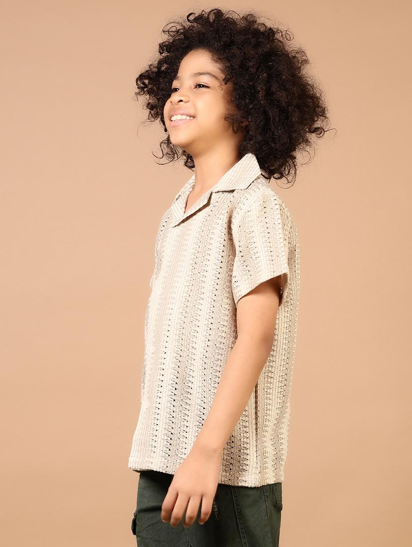 boys self design cuban collar casual shirt - 21691404 - Standard Image - 2