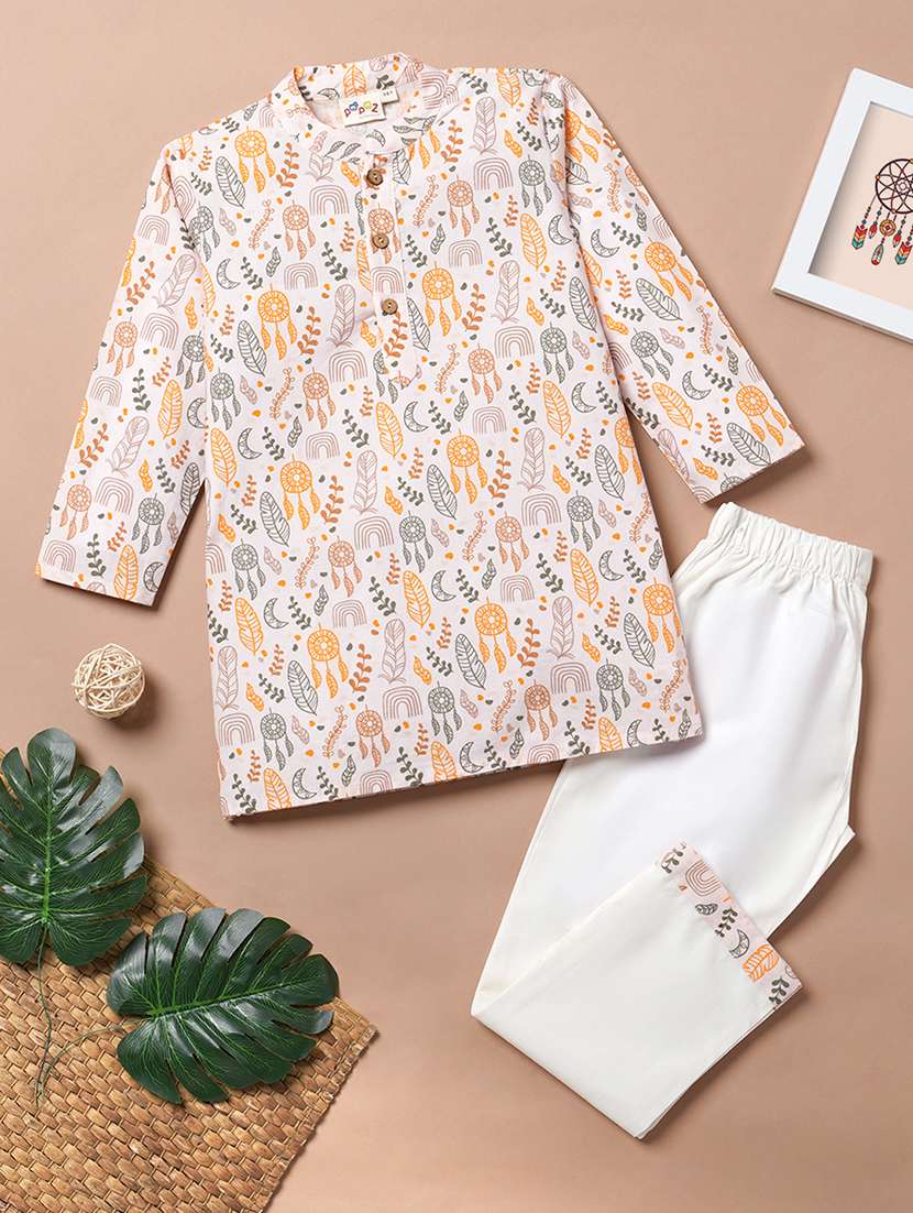 boys printed kurta bottom set