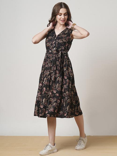 women black printed tiered ethnic dress - 21691708 - Standard Image - 0