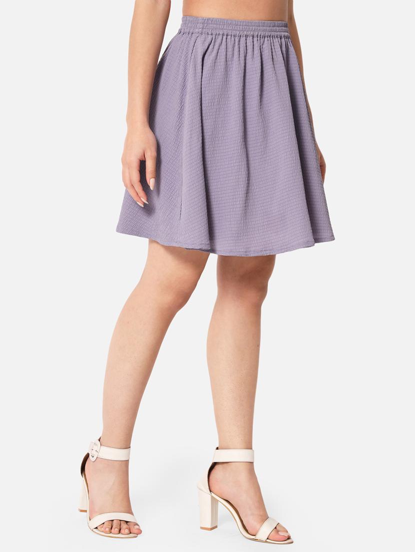 women solid high rise flared skirt - 21691794 - Standard Image - 2