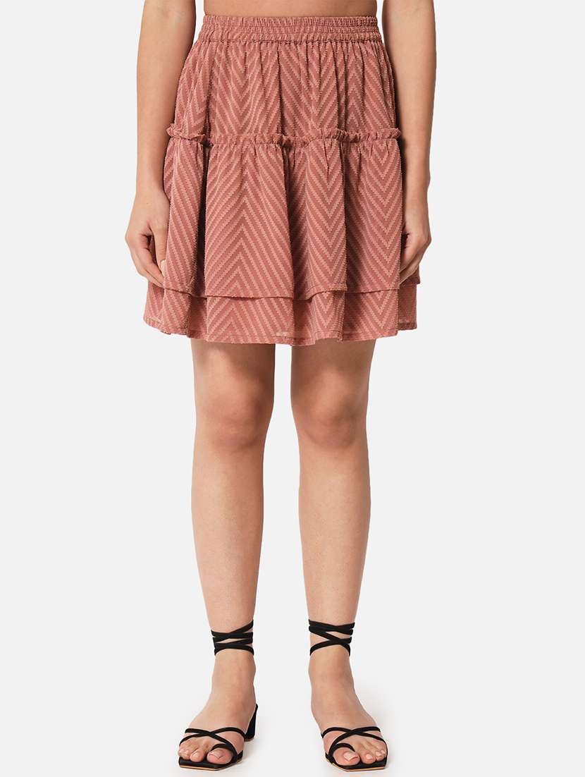 women self designed high rise tiered skirt