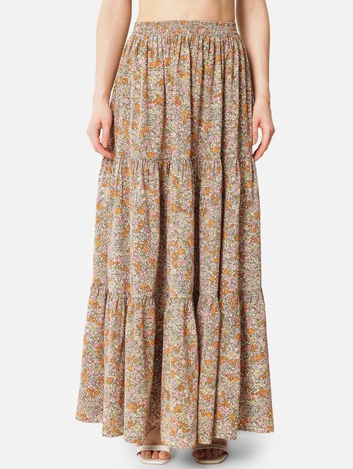 women printed high rise tiered maxi skirt - 21691805 -  Standard Image - 0
