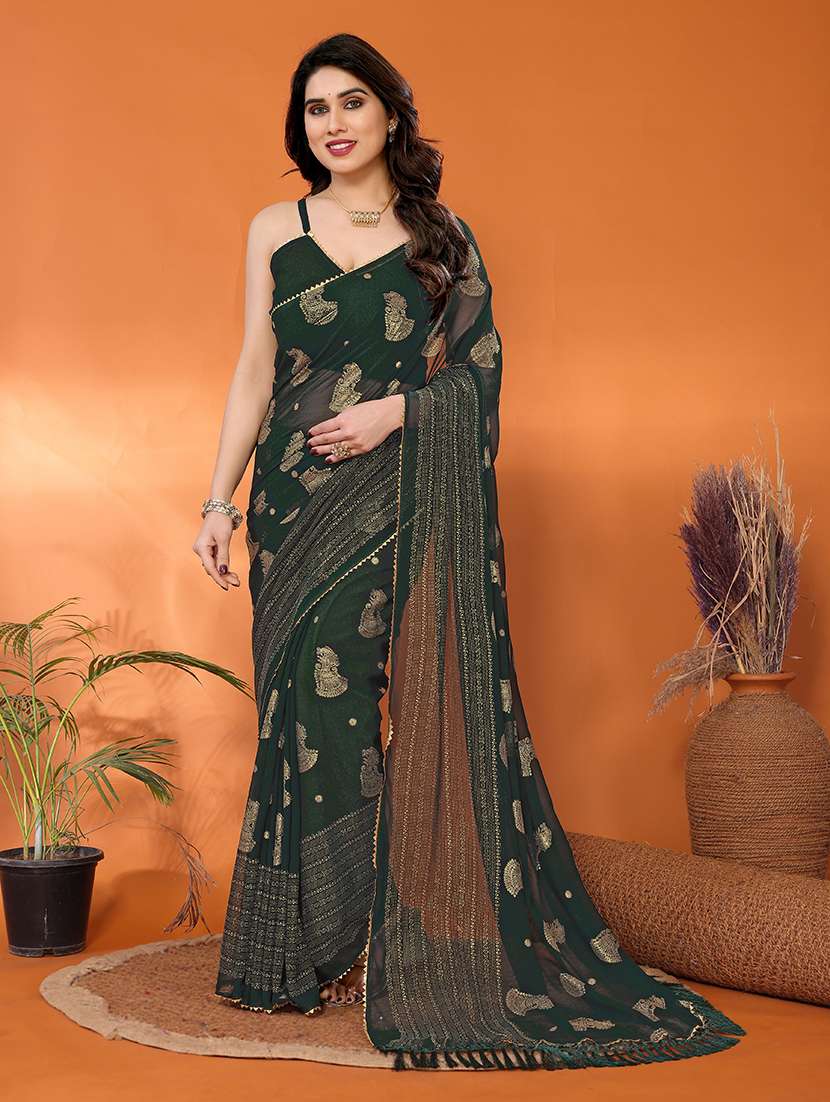 women foil printed saree with blouse