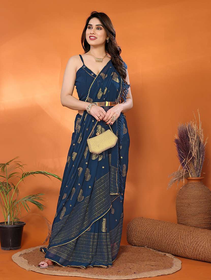 women foil printed saree with blouse