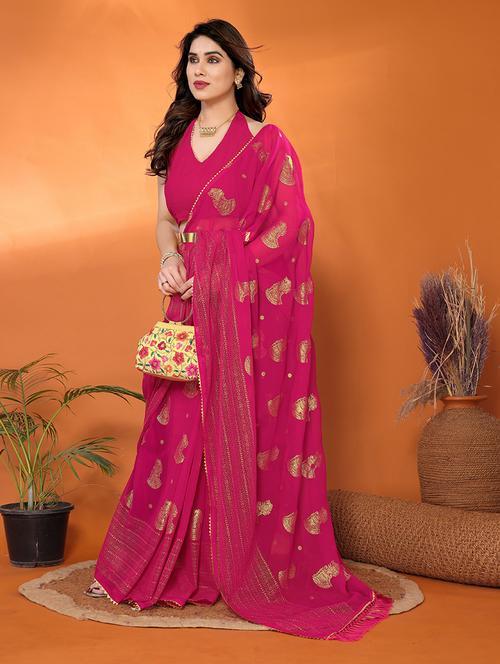 women foil printed saree with blouse - 21691814 -  Standard Image - 0