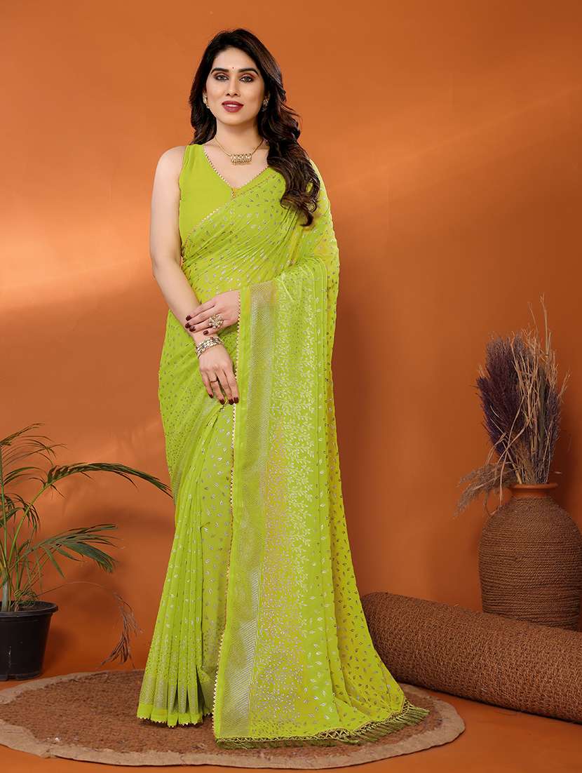 women foil printed saree with blouse