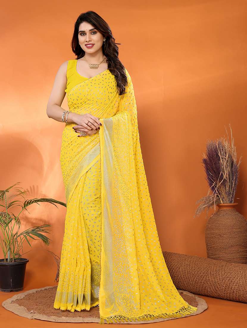 women foil printed saree with blouse