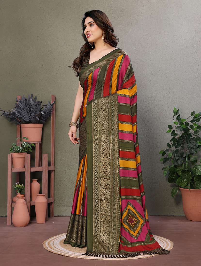 women foil printed saree with blouse - 21691822 -  Standard Image - 2