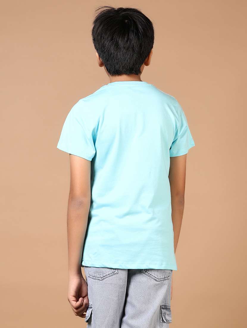 boys light blue front print round neck t-shirt - 21691913 -  Standard Image - 2