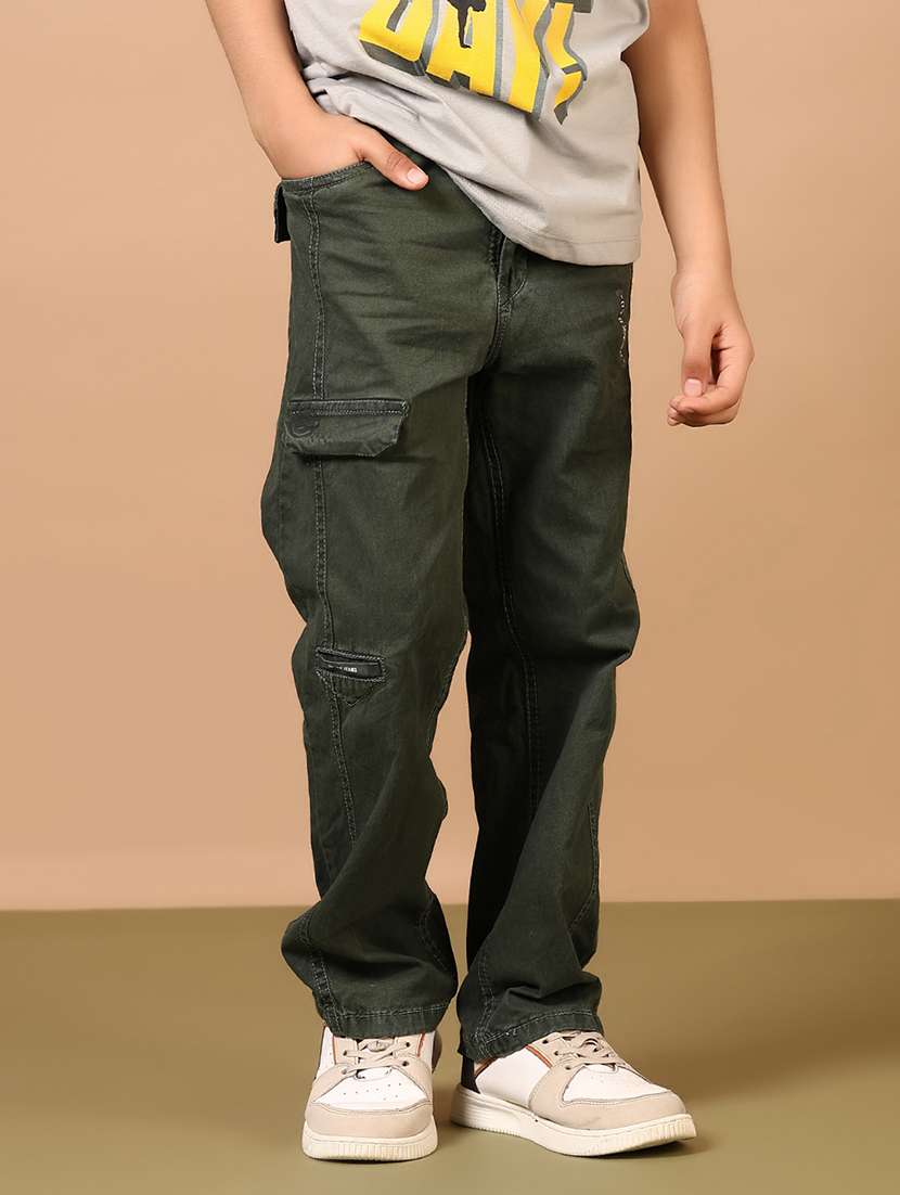 boys solid mid rise relaxed fit cargo - 21691921 -  Standard Image - 2
