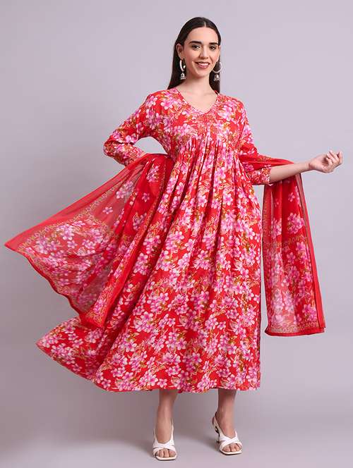 women floral printed kurta dupatta set - 21692053 - Standard Image - 0