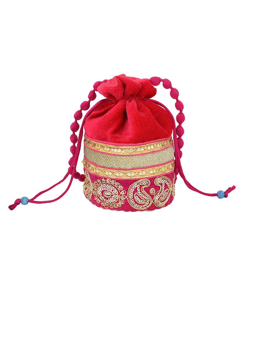 women red embroidered potli - 21692098 - Zoom Image - 0