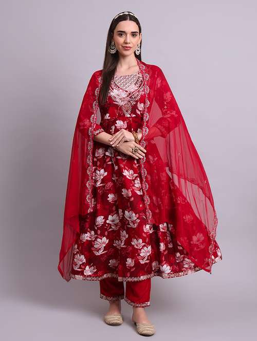 women three quarter sleeve kurta pant with dupatta set - 21692114 -  Standard Image - 0