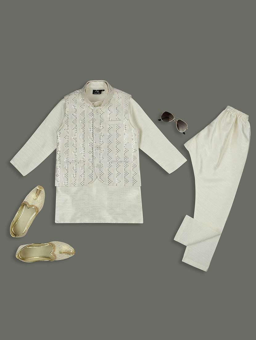 boys long sleeve kurta set with jacket