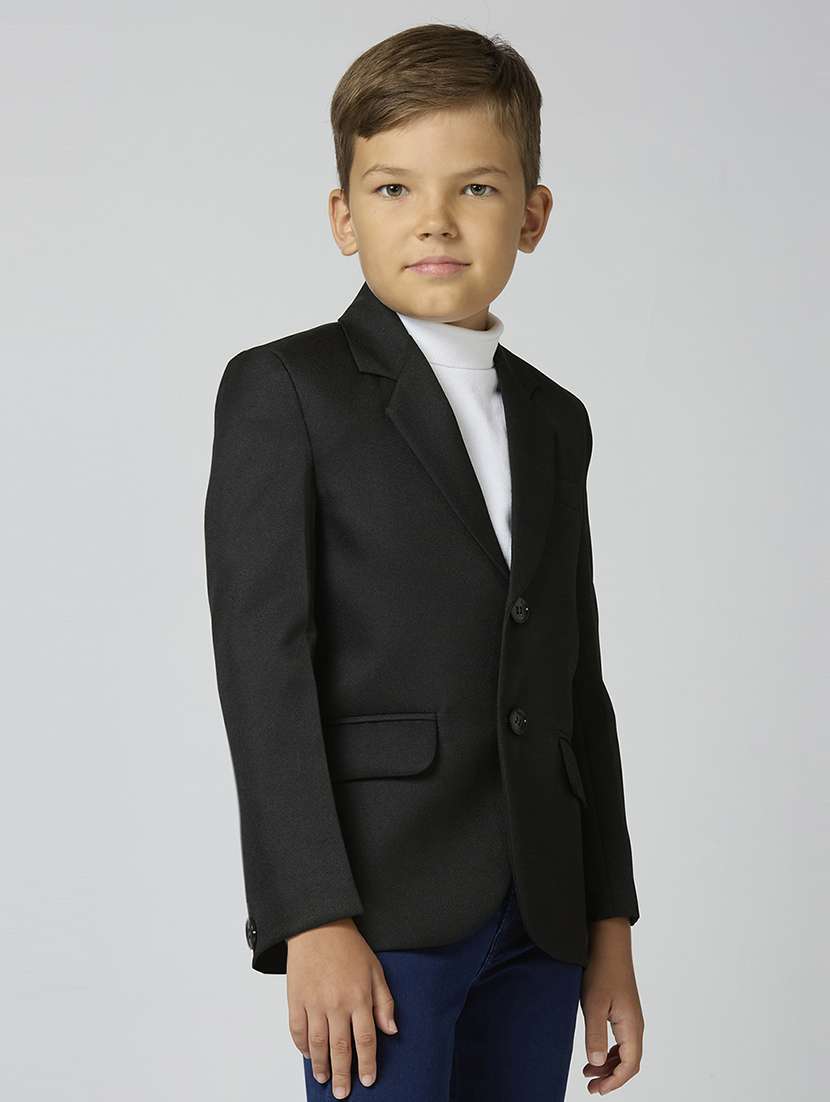 Boys Lapel Neck Solid Blazer Coat - 21692244 -  Standard Image - 2