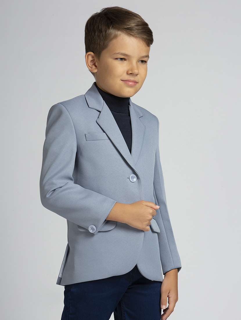 boys lapel neck solid blazer coat - 21692246 - Standard Image - 2