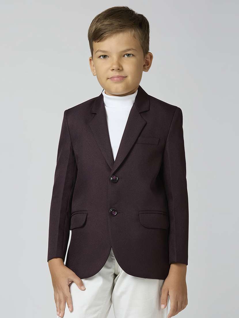 boys lapel neck solid blazer coat