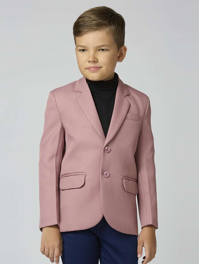 boys lapel neck solid blazer coat
