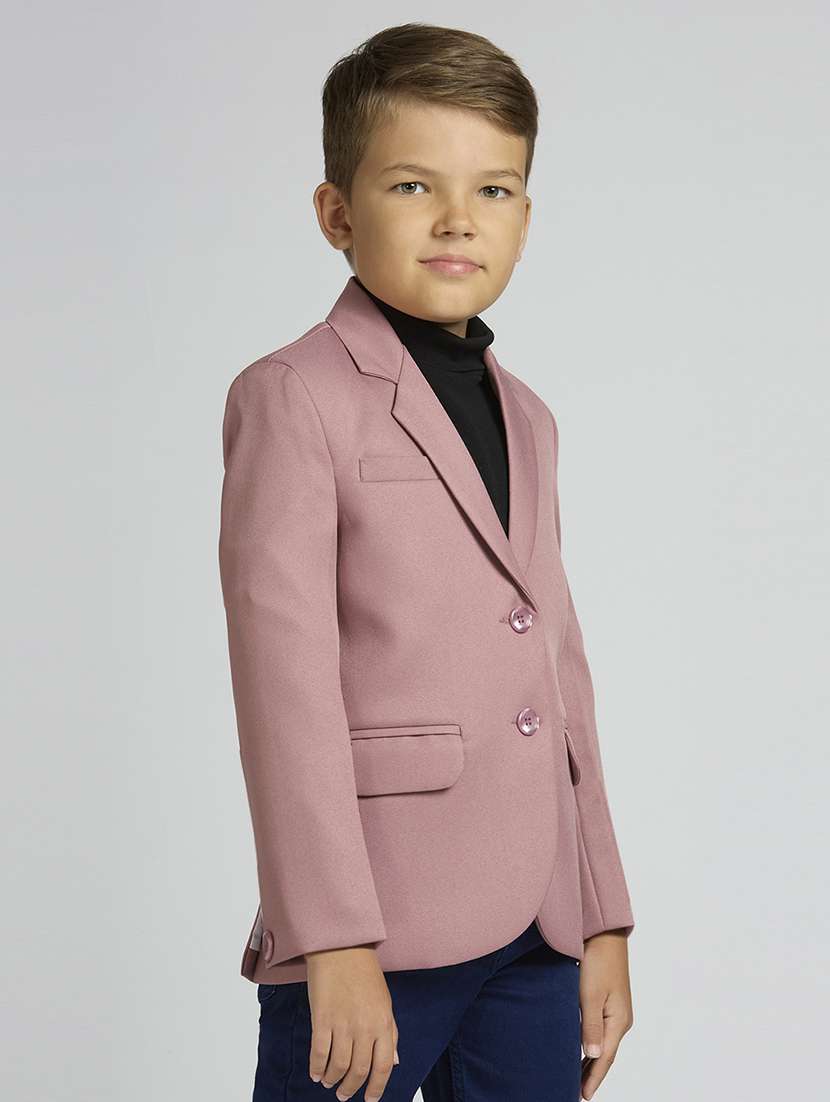 boys lapel neck solid blazer coat - 21692250 - Standard Image - 2