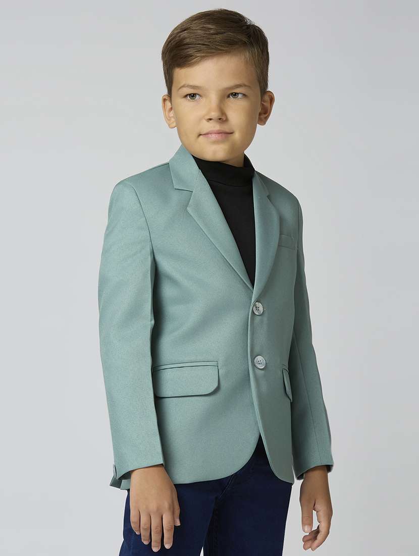 boys lapel neck solid blazer coat - 21692251 -  Standard Image - 2