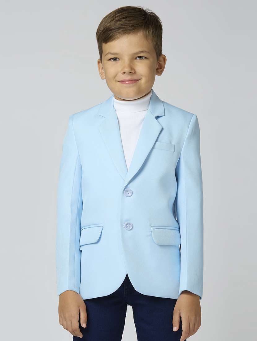 boys lapel neck solid blazer coat