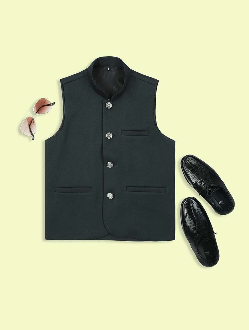 boys mandarin neck solid nehru jacket 