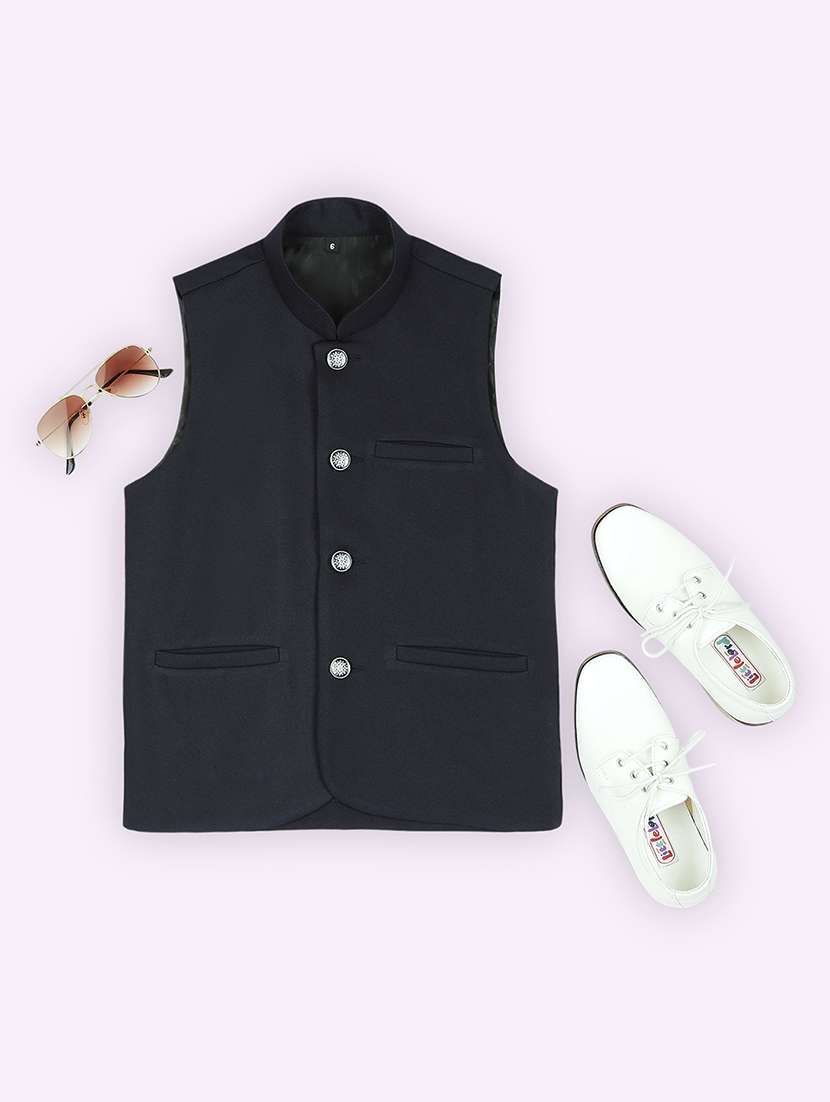 boys mandarin neck solid nehru jacket 
