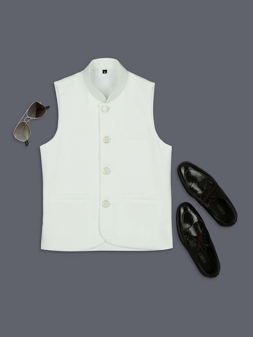 boys mandarin neck solid nehru jacket 