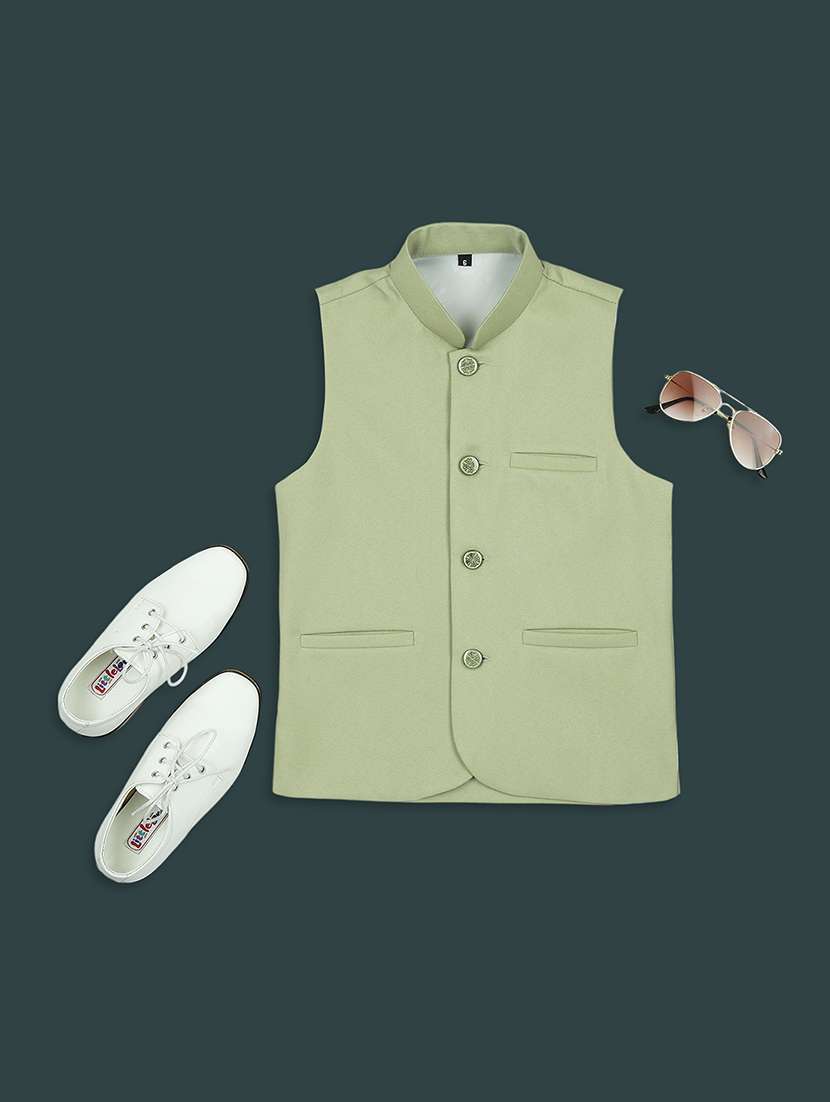 boys mandarin neck solid nehru jacket 